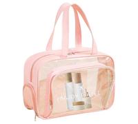 Transparent Bags: Gym Dry & Wet Separation, Large Waterproof Zipper, Toiletries for Beach Pool | Sports Fitness with Separation, Pink with Shoe Compartment, Consulte la descripción, See description