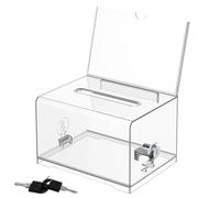 Transparent Ballot Box - Business Card Display, Clear Suggestion Container | Acrylic Donation Case, Multipurpose Voting Box, Lockable Card Holder For Registration, Polling, Charity Events, Business