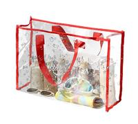 Transparent Beach Bag - Through the Shopping Bag | PVC Waterproof Clear Shopping Bags | Big PVC Clear Carry Case for Outdoors, Pool, Long Shoulder Strap, Fabric Shortening Transparent Waterproof, red