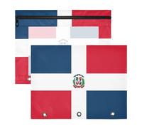 Transparent Binder Pocket Pencil Case, Set of 2 School for Teachers, Flag of Dominican Republic