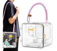 Transparent Bird Carrier - 7.87 Inches Portable Breathable Travel Cage | Nylon PET Parakeet Box For Conures Canaries Cockatiels Hamsters Outdoor Park Trips