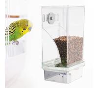 Transparent Bird Feeder Cage - Automatic Seed Dispenser for Parrots, Clear Avian Food Container, Reliable Cockatiel Feeder | Easy Fill Smart Design for Pet Birds Parakeets Finches Canar