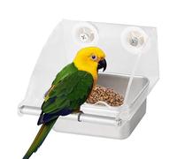 Transparent Bird Food Dispenser - Transparent Feeder Inside the Cage, Stainless Steel Bowl with Non-Slip Stand for Parakeets and Parrots Outdoor Garden