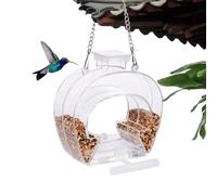 Transparent Bird Holder - Acrylic Window Stand | Feeding Station with Perch and Water Bowl, ara Finches and Blue Birds, Easy to Place Balcony Bird, Vine