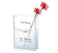 Transparent Book Vase, Clear Decorative Holder for Flowers, Plastic Book Shaped Flower Holder, Office Decor Living, Room Small Plastic Vase, Novel Home Decor Shelf Ornament