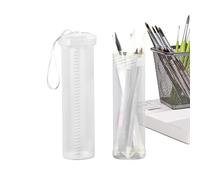 Transparent Brush Storage Bag - Retractable Cylindrical Paintbrush Case, Hanging Rope Portable Organizer for Watercolor Markers, Travel Stationery Holder for Artists Students Home