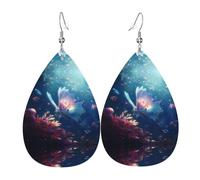 Transparent Butterfly double-sided printed leather earrings int and shape of water drops, creative, light and novel, bright and vivid colors.