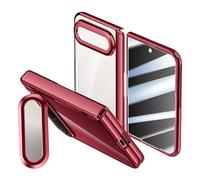 Transparent Case for Xiaomi 18 Fold with Stand (Red,Anti-peep,No Coil) | Transparent PC Protective Cover, Lens Bracket, Built-in Magnetic Coil, HD/Privacy Screen Protector, Wireless Charging
