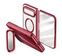 Transparent Case for Xiaomi 18 Fold with Stand (Red,HD Screen,With Coil) | Transparent PC Protective Cover, Lens Bracket, Built-in Magnetic Coil, HD/Privacy Screen Protector, Wireless Charging