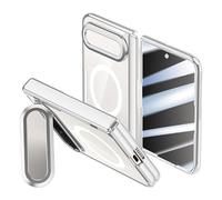 Transparent Case for Xiaomi 18 Fold with Stand (Silver,Anti-peep,With Coil) | Transparent PC Protective Cover, Lens Bracket, Built-in Magnetic Coil, HD/Privacy Screen Protector, Wireless Charging