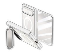 Transparent Case for Xiaomi 18 Fold with Stand (Silver,HD Screen,With Coil) | Transparent PC Protective Cover, Lens Bracket, Built-in Magnetic Coil, HD/Privacy Screen Protector, Wireless Charging