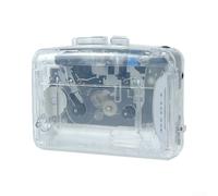 Transparent Cassette Player | Retro Design with for one-touch Recording, Compact Portable Tape Deck for Vintage Music, Includes Earphones, ABS Material