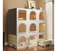 Transparent Cat Villa, Cat Cage Enclosure, with Litter Box Indoor DIY Cat Playpen, for Kittens, Puppies, Guinea Pigs, Rabbits, Chinchillas(106x36.5x106cm)