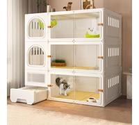Transparent Cat Villa, Indoor Cat Cage with Integrated Litter Box for Multi-Shape Assembly & Safe Play