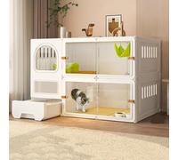 Transparent Cat Villa Indoor Cat Cage with Litter Box - Spacious Enclosure for Happy Feline Friends(White,106x46x71cm)
