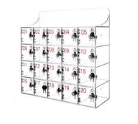 Transparent Cell Phone Locker Key Storage Box Acrylic Security Cabinet with Locks for Phones & Keys Ideal for Schools Offices & Factories (20 Slots)