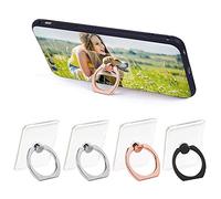 Transparent Cell Phone Ring Holder,4 Pcs Phone Stand,360 Degree Rotation square-Shaped Cell Phone Ring Support Holder,for Various Mobile Smart phones(2Silver+1Black+1Rose Gold)