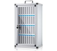 Transparent Cell Phone Storage Box with Lock Aluminum Locker with 36 Compartments Personal Desk for Devices Secure and Stylish Mobile Device Management