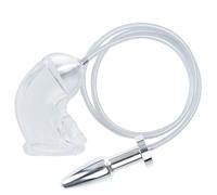 Transparent Chastity Cage Lock with Anal Butt Plug Penis Cock Cage Sleeve Chastity Device Prostate Stimulation Sm Adult Sex Toy for Men