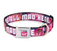 Transparent Cheshire Cat Face Full Color Seatbelt Buckle Collar - Transparent Cheshire Cat Poses WE'RE ALL MAD HERE