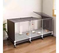 Transparent Chicken Cage, for Quail with Sliding Tray and Wheels, Portable for Rabbits Rutin Coop Encrypted Foot Pads(Black,107 x 47 x 45 cm (L x An x Al))