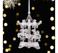 Transparent Christmas Pendant with Angel and Bell Design for Tree and Wreath Decoration Acrylic Ornament for Festive Holiday Ambiance Enhancement (merry-go-round)