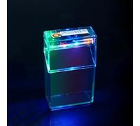 Transparent cigarette case lighter, 2 in 1 built-in flame igniter, colorful LED atmosphere light, large capacity to hold 20 cigarettes, stylish waterproof, moisture-proof, sweat-proof design, suitable