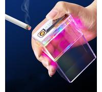 Transparent Cigarette Case Lighter, Stylish And Convenient 20 Regular Cigarettes USB Lighters, 2 In 1 Clear Removable Portable Cigarette Case Best Birthday Christmas Gifts For Women Men