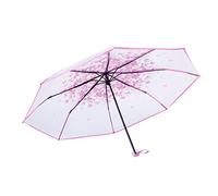 Transparent Clear Automatic Sun Umbrellas Upgraded Mini Travel Compact Umbrella Parasol Windproof, Rainproof & 99% UV Protection Cherry Blossoms Portable Folding Lightweight Umbrellas for Women Girls
