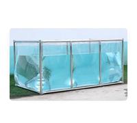 Transparent Clear Viewing Panel Aquarium Pool with Drain Valve, PVC Canvas Fish Pond with Steel Frame, Collapsible Outdoors Tarpaulin for Fish and Shrimp Breeding