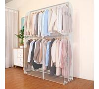 Transparent Clothes Rack Cover,Extra Long 3.28~6.56ft,Extra Height 5.91/6.56ft,Dustproof Waterproof Garment Rail Cover,Clothes Protective Covers with Zipped(Clear,100x50x200cm)