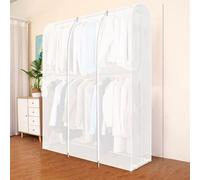 Transparent Clothes Rack Cover,Extra Long 3.28~6.56ft,Extra Height 5.91/6.56ft,Dustproof Waterproof Garment Rail Cover,Clothes Protective Covers with Zipped(White,200x50x200cm)