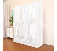 Transparent Clothes Rack Cover,Extra Long 3.28~6.56ft,Extra Height 5.91/6.56ft,Dustproof Waterproof Garment Rail Cover,Clothes Protective Covers with Zipped(White,100x50x200cm)