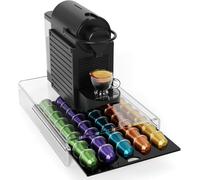 Transparent Coffee Pod Holder - Storage Drawer for Original Nespresso Capsules - Organizer 40 Pods, Smooth Pull-Out Design, Sturdy Coffee Machines Stand - Installation-Free, Easy Cleaning