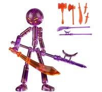 Transparent Collectable Action Figures Set with 7 Weapons, Fully Articulated Poseable Model for Display, Stop Motion & Desktop Ornament (Purple)