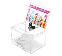Transparent Collection Box - Acrylic Donation Container, Ballot Lock And Keys, Sturdy Clear Boxs With Privacy Protection Feature | Perfect Use For Cafe Tips Raffles Tickets Money Charity Fundr