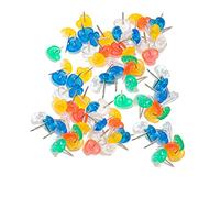Transparent Colorful Heart Push Pins, Plastic Head Thumb Tacks Map Drawing Pins,Cute Push Pins for Wall Drawing Pinboard, Map Markers or Bulletin Board(100Pcs)