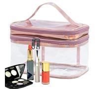 Transparent Cosmetic Pouch - Beauty Storage Case for Travel Packing | PVC Clear Material Design, Double Layer Organizer Structure, Waterproof Toiletry Carrier for Girls Bathroom Counter Vacation Essen