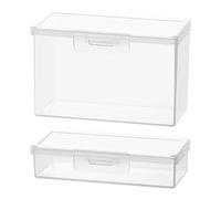 Transparent Cotton Swab Holder, 2Pc Clear Earring Organizer, Portable Small Storage Box with Lid, Cotton Pad Container, Dustproof Transparent Organizer for Medicine, Hairpins, Necklaces