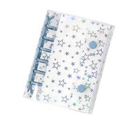 Transparent Cover for Ring Binder, Protector for Notebook A7 with Star Glitter - Refillable Notebook Cover for Cash Envelopes, Journals, Albums Organizer, Folders Movable Sheets