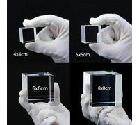 (Transparent Cube, 4x4x4cm) 3D Moon Solar Galaxy System Model Paperweight - Laser Etched Crystal Glass Cube, LED Night Light, Desktop Room Decor, Creative Gifts