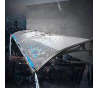 Transparent Curved Awning for Front Door UV & Rain-Resistant Patio Sunshade Shatterproof Polycarbonate Canopy 150kg Load CapacityOutdoor Shelter