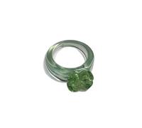 Transparent Cute Light Green Four-Leaf Clover Ring Ring For Women Men Lover Vintage Jewelry