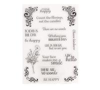 Transparent Cutting Dies Happy Words Die Cuts Embossing Stencils Template Moulds for Scrapbook Craft Card Making Silicone Die Cut Stencil Maker Large Letters Embossing