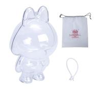 Transparent Display Box for Tear Factory Series Figure Acrylic Case with White Silicone Strap for Safe Doll Storage Figures Display Case