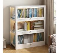 Transparent Display Cabinet With Flip Up Door Curio Cabinet Collection Display Case Floor Standing Showcase Bookshelf For Living Room Bedroom Home Office Transparent on three sides (Size