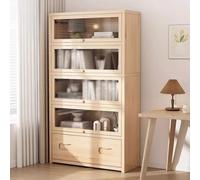 Transparent Display Case for Collectibles with Drawer, 5-Tier Acrylic Glass Door Cabinet, Toy Organizer Shelf for Bedroom or Reading Nook