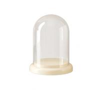Transparent Doll Storage Container Dome Display Box With Stable Footing For Action Figure Collection Preservation Suitable For Vanity Desk Counter , Small , Creamy White