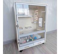 Transparent Door Small Animal Cage with Waterproof Wood Board for Easy Observation and Pet Safety