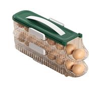 Transparent Double Layer Egg Holder, Space Saving Fridge Side Door Organizer with Tilted Design, Clear Body for Refrigerator Egg Container